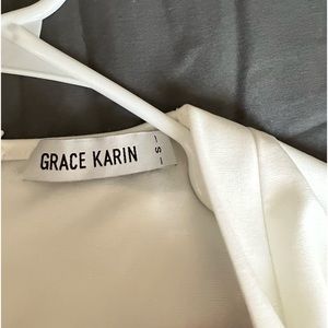 Grace Karin white elegant pearl dress